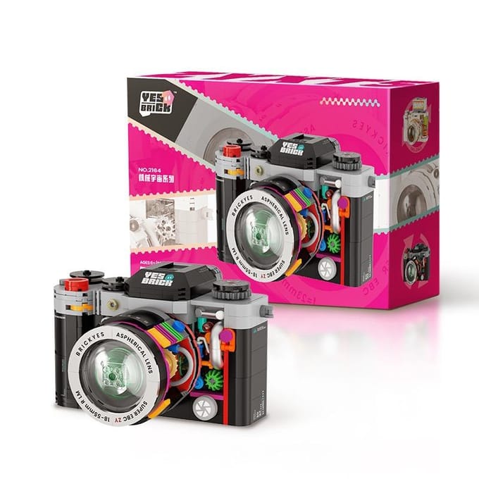 Haute Qualité Créatif Haute Qualité Appareil Photo Taille Compacte Haute Qualité Construction Haute Qualité Briques Haute Qualité Rétro Haute Qualité Appareil Photo Construction pink
