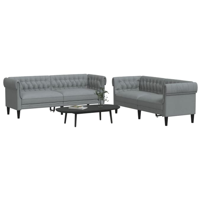 Vidaxl 2-Cz. Ensemble de salon, Gris clair, Revêtu de tissu