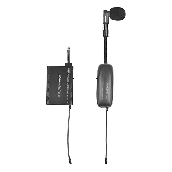 Baomic BM-12/V2 Professionele UHF draadloze instrumentmicrofoonsysteemontvanger en zender 16 without plug zwart