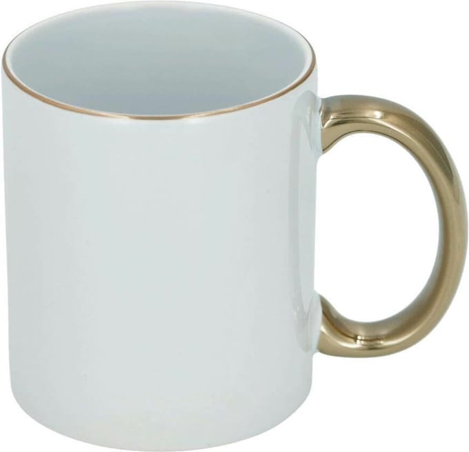 Koffiemok - wit/goud - keramiek - 300 ml - luxe drinkbeker