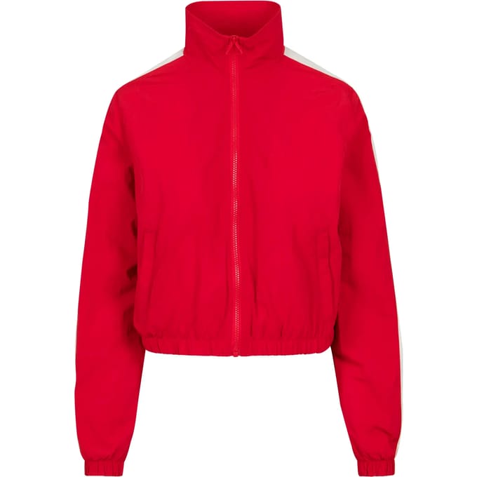 Urban Classics - Short Striped Crinkle Trainings jacket - XS - Rood/Wit
