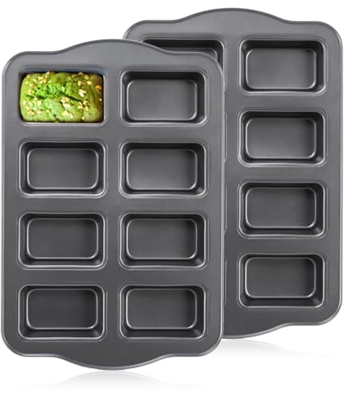 2 Pack Mini Bread Pan - 8 Cavities Non-Stick Baking Pan