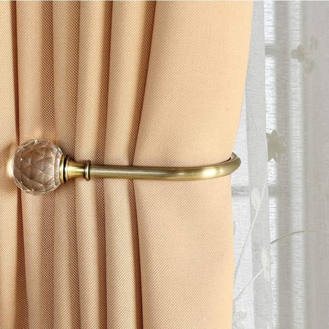 Gordijnhouders kristal - metaal - bronzen afwerking - elegant en functioneel - ShopVlot