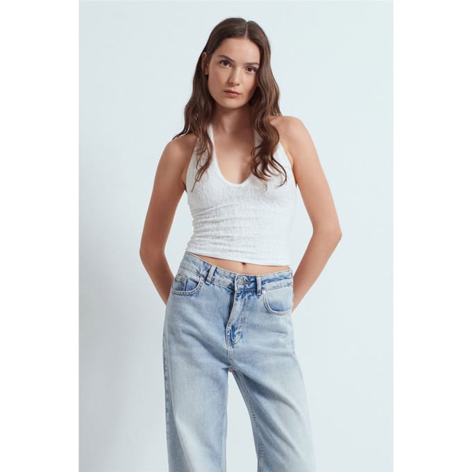 Dames Kant Halters Crop Blouse