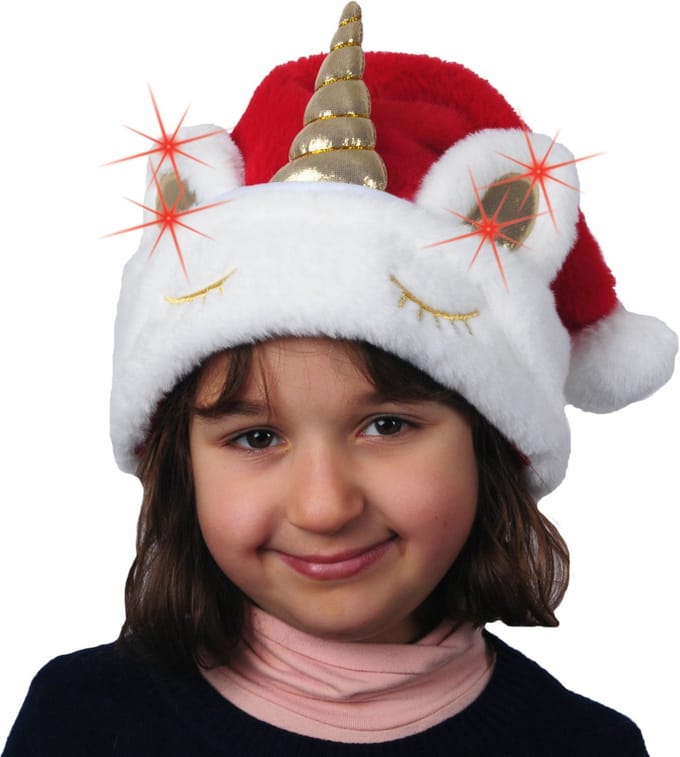 Sandy Kerstmuts rood - eenhoorn - met licht - voor kinderen