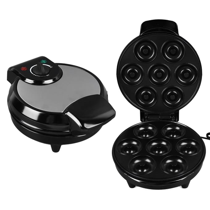 1200W Mini Donut Maker Machine Maak 7 Donuts Instelbare Temperatuur Anti-aanbak Pannenkoekenmaker L black