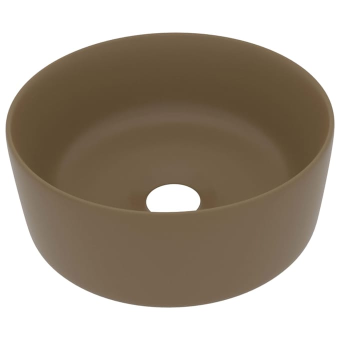 vidaXL - Wastafel - rond - 40x15 - cm - keramiek - matcrème