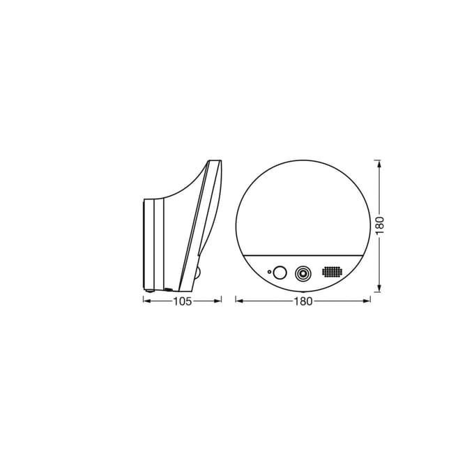 OSRAM SMART+ WiFi buitenwandlamp ROUND, camera, sensor, grijs