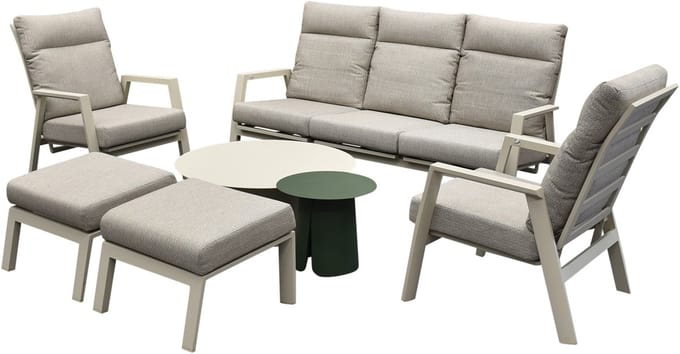 Barolo stoel bank loungeset 7 delig verstelbaar latte