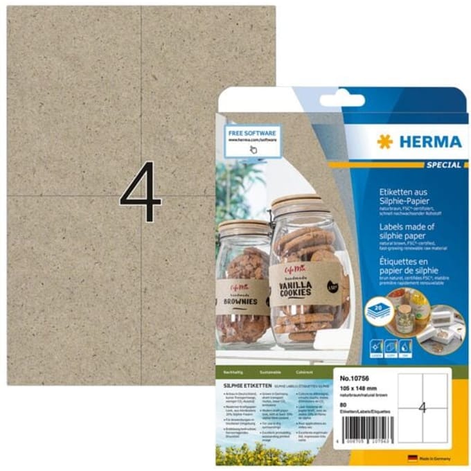 Etiket HERMA 10756 105x148mm silphie bruin 80 stuks