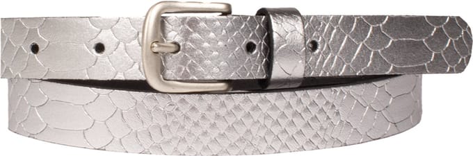 Petrol Industries Riem Dames - Broekriem - Met Slangenpatroon - Leer - Zilver - 85 cm