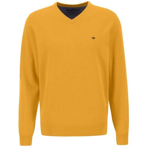 Fynch-Hatton Trui Uni Katoen V-Hals Winter Sun / male