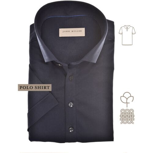 John Miller Polo Short Sleeve Button-Down Solid Color Jersey  Donker Blauw / male