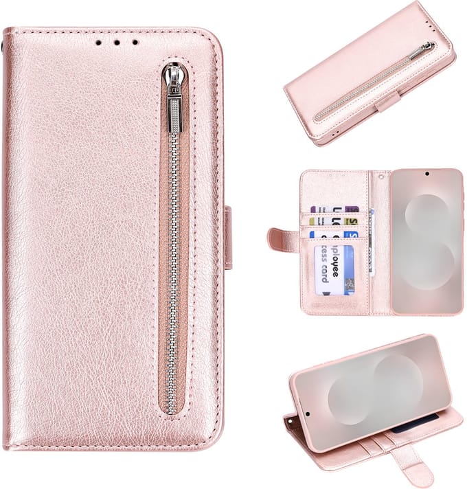 HB Hoesje Geschikt voor Apple iPhone 11 Pro Max - Rosegoud - Luxe Kunstlederen Portemonnee Book Case met Rits