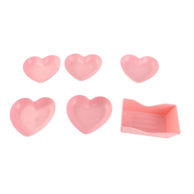 Plat de service Forme de cœur Assiette à dîner Plastique Facile à nettoyer Polyvalent Vaisselle de cuisine pour pink