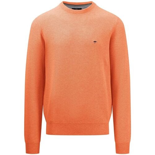 Fynch-Hatton Trui Fine Structure Cotton O-Neck Papaya / male
