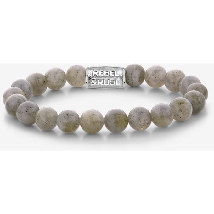 Rebel & Rose Labradorite Shield Armband RR-80122-S – Grijs Edelsteen