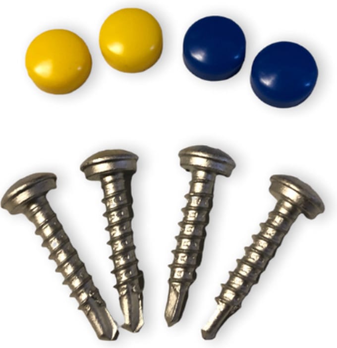 LB Tools 4x Kentekenplaatschroeven met 2x gele en 2x blauwe dopjes