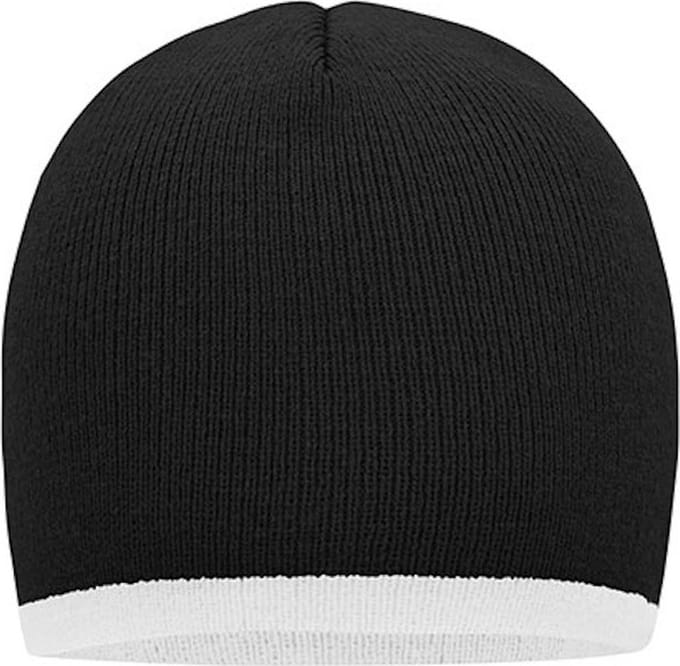 Myrtle Beach 'Contrasting Border Beanie' Zwart/White