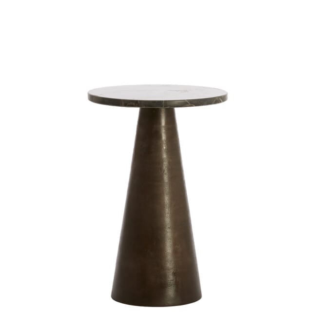 Light & Living bijzettafel Ø36x51 cm ynez donker marmer+donkr
