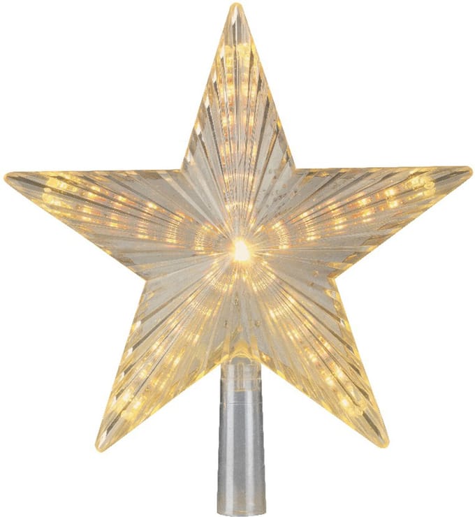 Lumineo Verlichte kerst piek - ster vorm - transparant - 22 cm - led verlichting - warm wit - knipperend