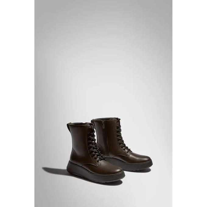 FitFlop F-mode leather lace-up flatform ankle boots