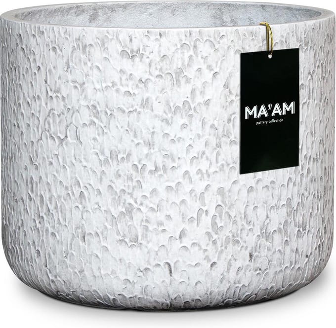 MA'AM Pottery Eden bloempot - cilinder - wit 21x17 industrieel stoere plantenpot modern botanisch binnen/buiten