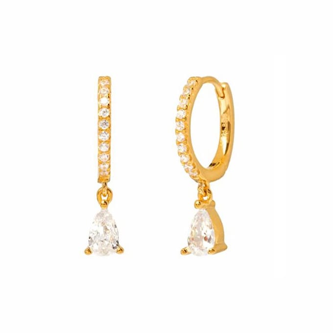 LELA Drop Oorringen / Oorbellen | Wit/Goud | 12 mm | 22 x 5 mm | 925 Silver