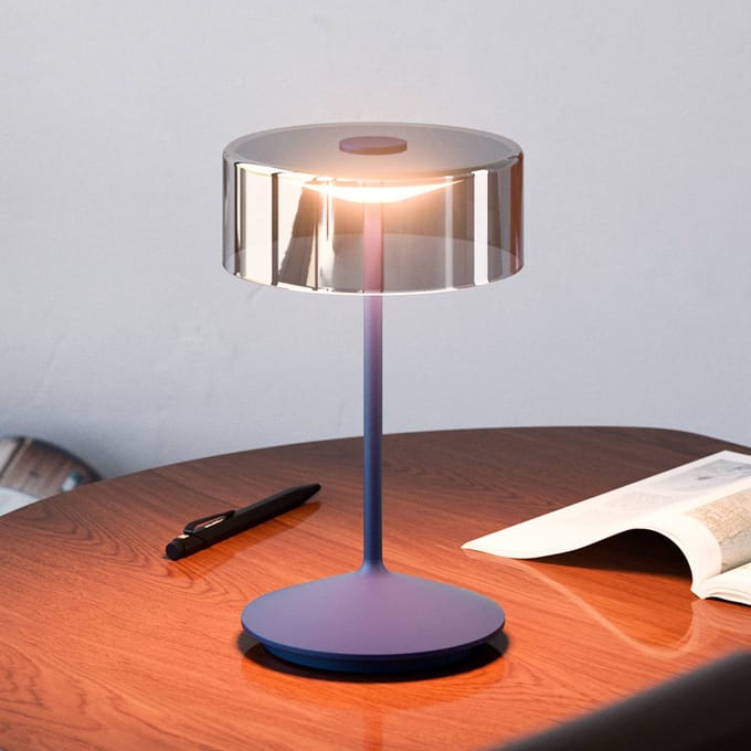 Sigor Numotion LED oplaadbare tafellamp, blauw, glas, IP54, dimbaar