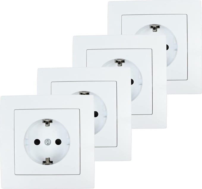 Benson Stopcontact RA - 4x - wit - inbouw - kunststof - 8 x 8 cm