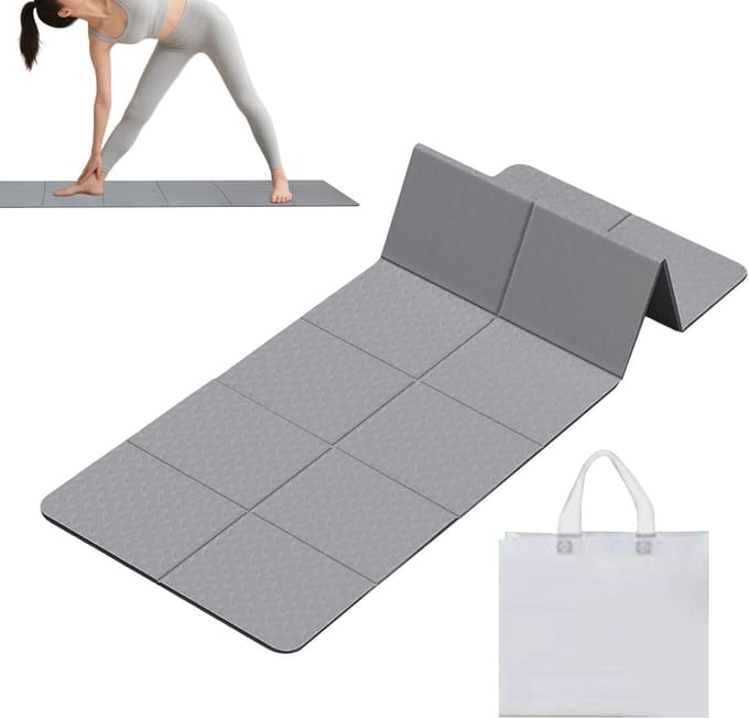 Draagbare Trainingsmat - Opvouwbare Yogamat - Thuis Workout - Antislip Ontwerp - 6 mm Dik - Grijs