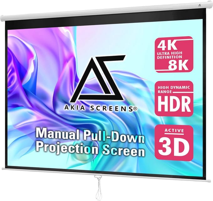 Handmatig Projectiescherm 100 inch 4K Ultra HD Bioscoop Scherm met Auto-Lock Mechanisme
