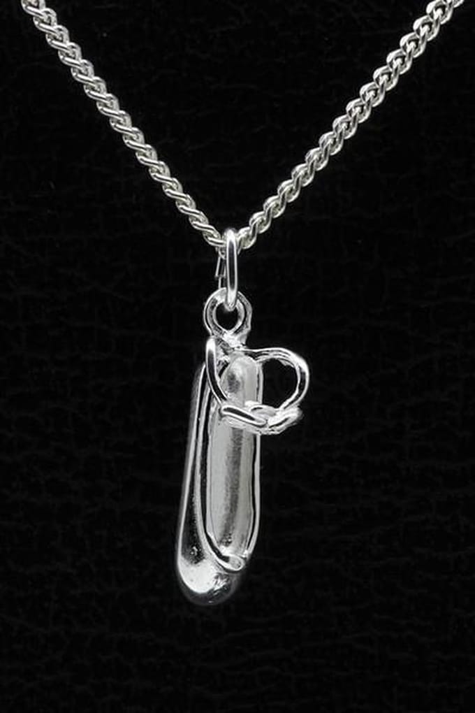 Zilveren Balletschoen ketting hanger - enkelstrik
