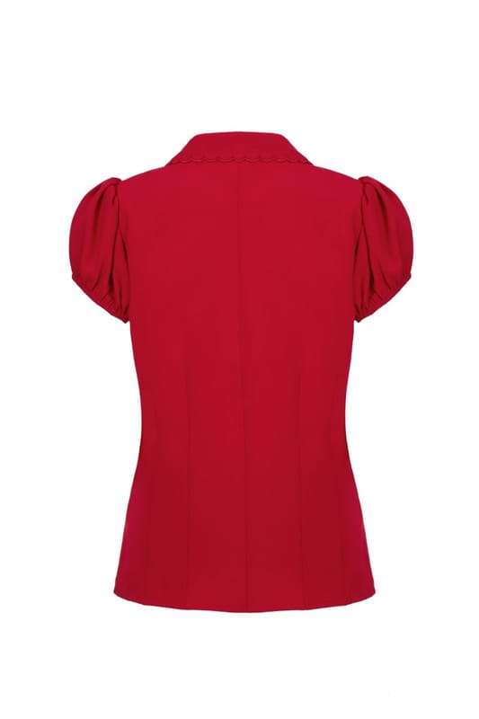 Hell Bunny - Rockabilly Blouse - Maddy Blouse - S - voor Vrouwen - rood