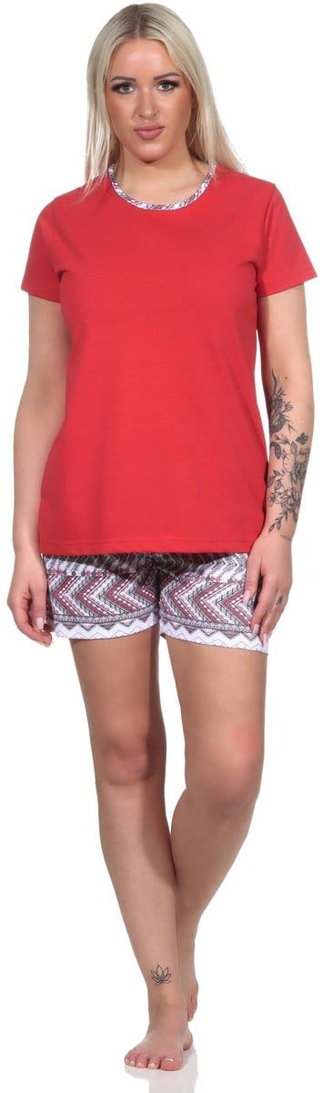 Speelse korte damespyjama, pyjama met korte mouwen in etnische stijl