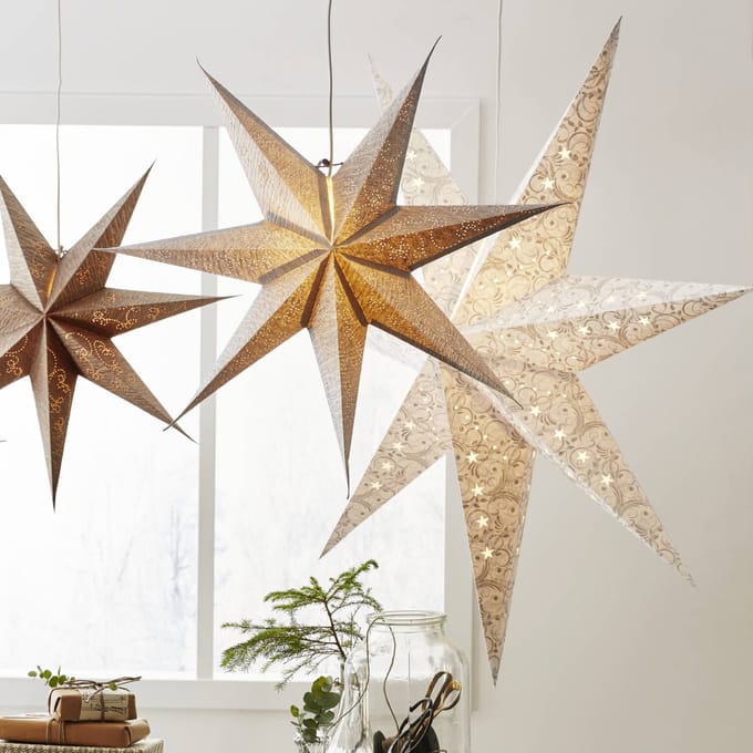 Papieren kerstster Decorus wit - 63x63 cm - Kerstdecoratie