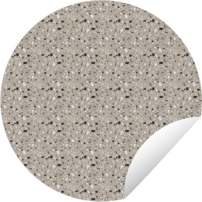 Tuincirkel Terazzo - Structuur - Patroon - 60x60 cm - Ronde Tuinposter - Buiten