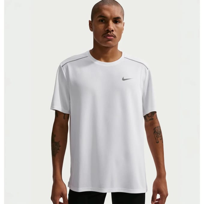 Nike Miler T-shirts Heren - Wit - Maat M - Poly Jersey