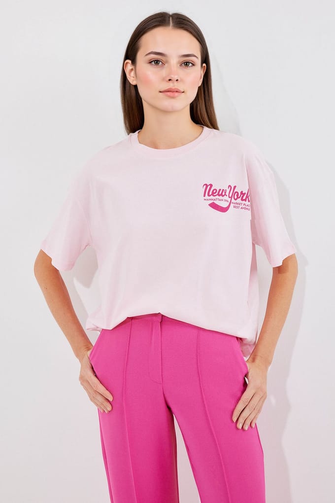 Gedrukt Crew Neck Loose Fit T-Shirt