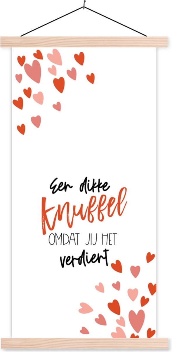 Posterhanger incl. Poster 40x80 cm - Schoolplaat - Get well soon - Quotes - Knuffel - Textielposter - Blanke latten