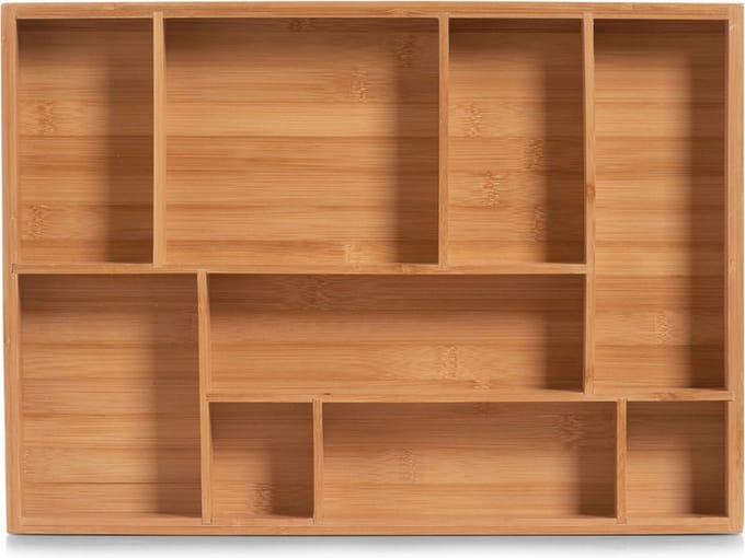 Zeller Lade inzetbak - bamboe - 9-vaks - lade organizer - 44 x 42 cm