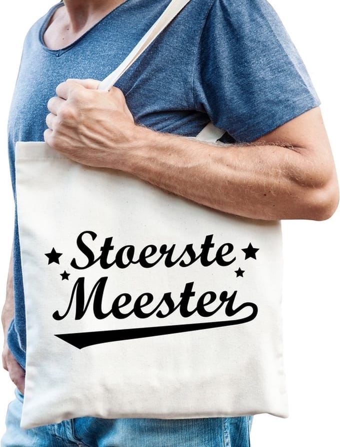 Stoerste meester katoenen tas - Meesterdag/ einde schooljaar cadeau