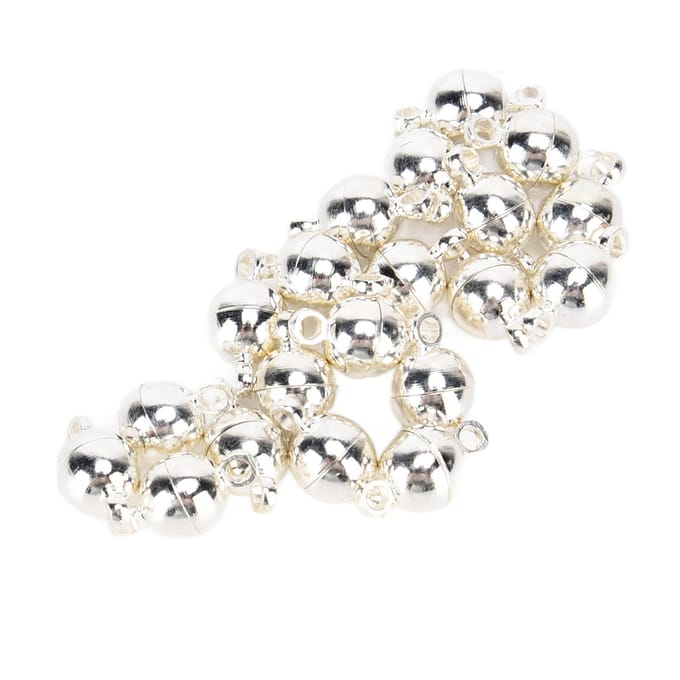 20 Sets Magnetische Sluitingen Rond Messing Modieuze Sieradensluitingen voor DIY Knutsels Kettingen Armbanden wit