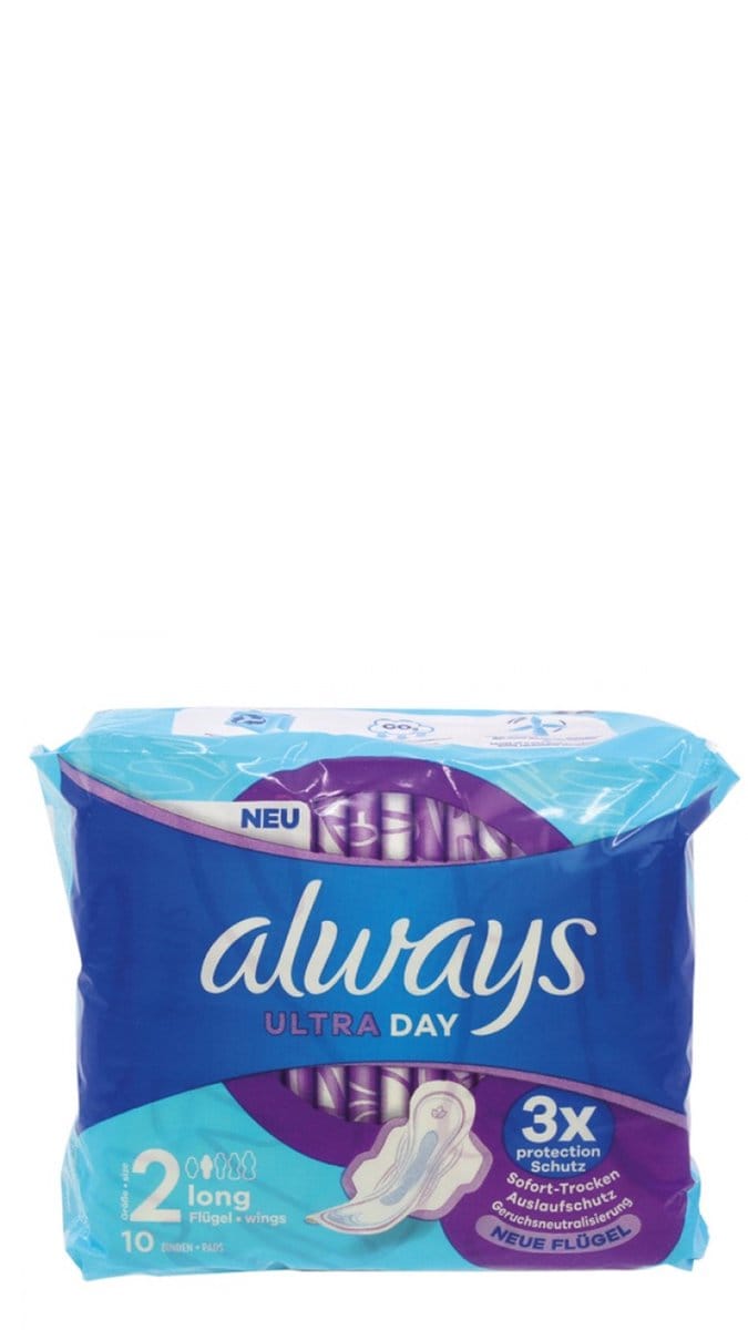 Always ultra dun maandverband, lang met vleugels, 10 stuks