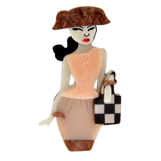 Acryl Mooie Moderne Dames Broche Acetaatvezel Speld Mode Figuur Ontwerp Sieraden beige