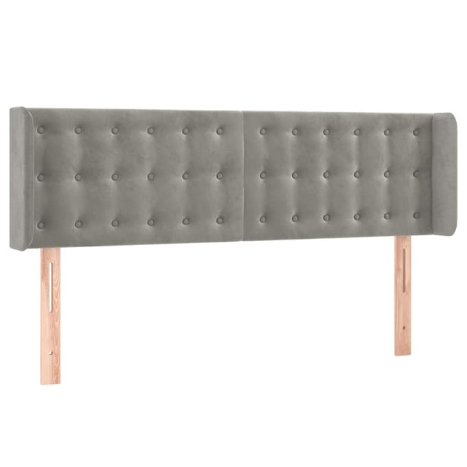 vidaXL - Hoofdbord - LED - 147x16x78/88 - cm - fluweel - lichtgrijs