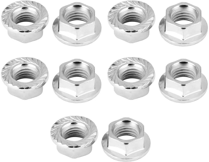 Set van 10 Stuks M10X1.25 Flensmoeren, Hexagonale Moeren voor Bevestiging en Sluiting
