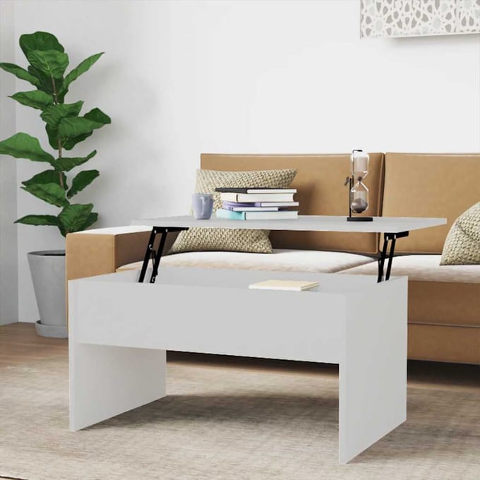 vidaXL - Salontafel - 80x50,5x41,5 - cm - bewerkt - hout - wit