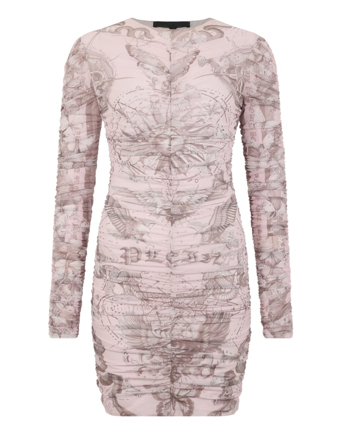 Wrinkled Mini Dress Butterfly Tattoo