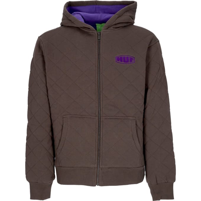 Workman gewatteerde herenhoodie met chocoladekleurige ritssluiting en volledige ritssluiting